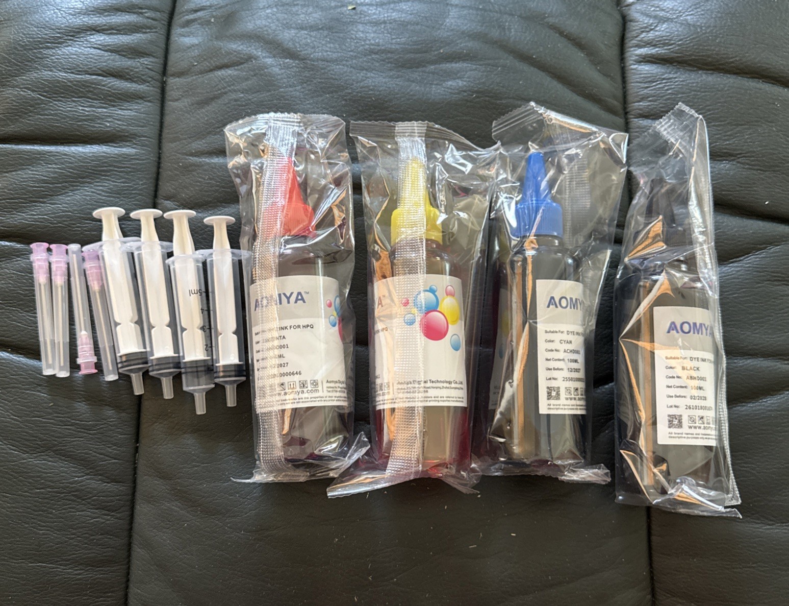 Aomya Ink Refill Kit 100Ml  EA IN BLACK, CYAN, MAGENTA, YELLOW. ALL SEALED