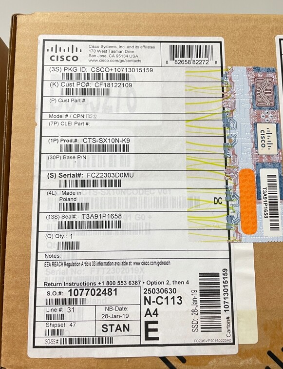 Cisco CTS-SX10N-K9 HD Video Conferencing Device Camera and Microphone Brand New