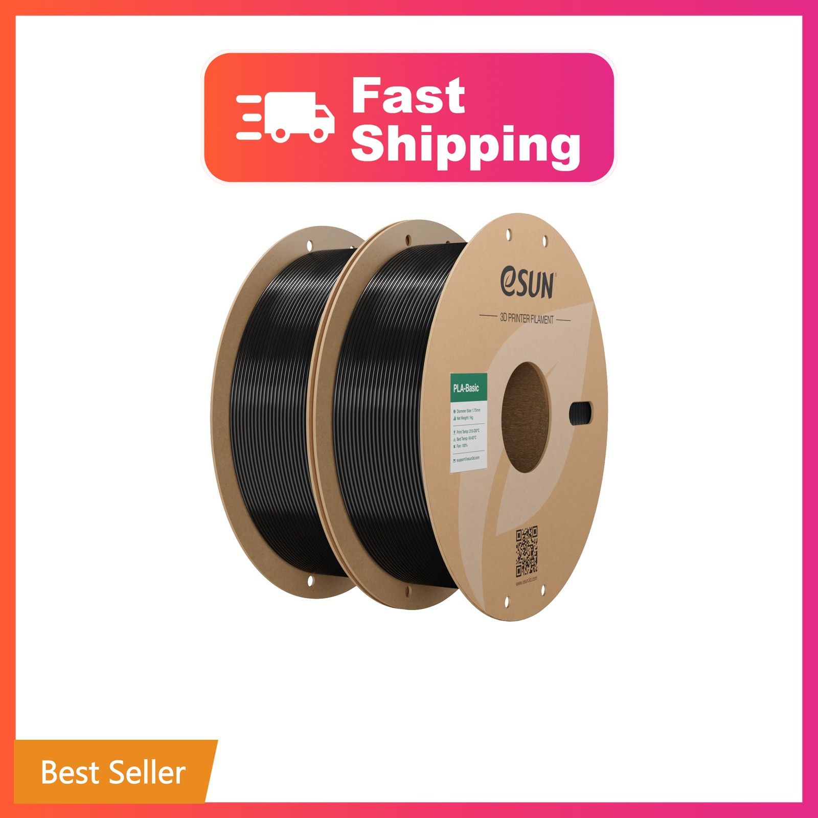 eSUN PLA Basic Filament 1.75mm 3D Printer Filament 2KG Black | 1KG per Spool,...