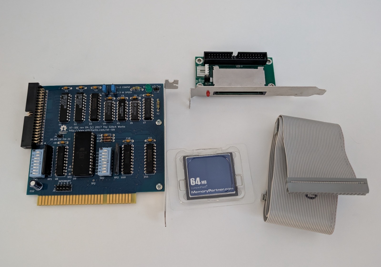 XT-IDE Rev 4A IBM PC XT Compatible - 64MB CF, Cable, Adapter - TESTED