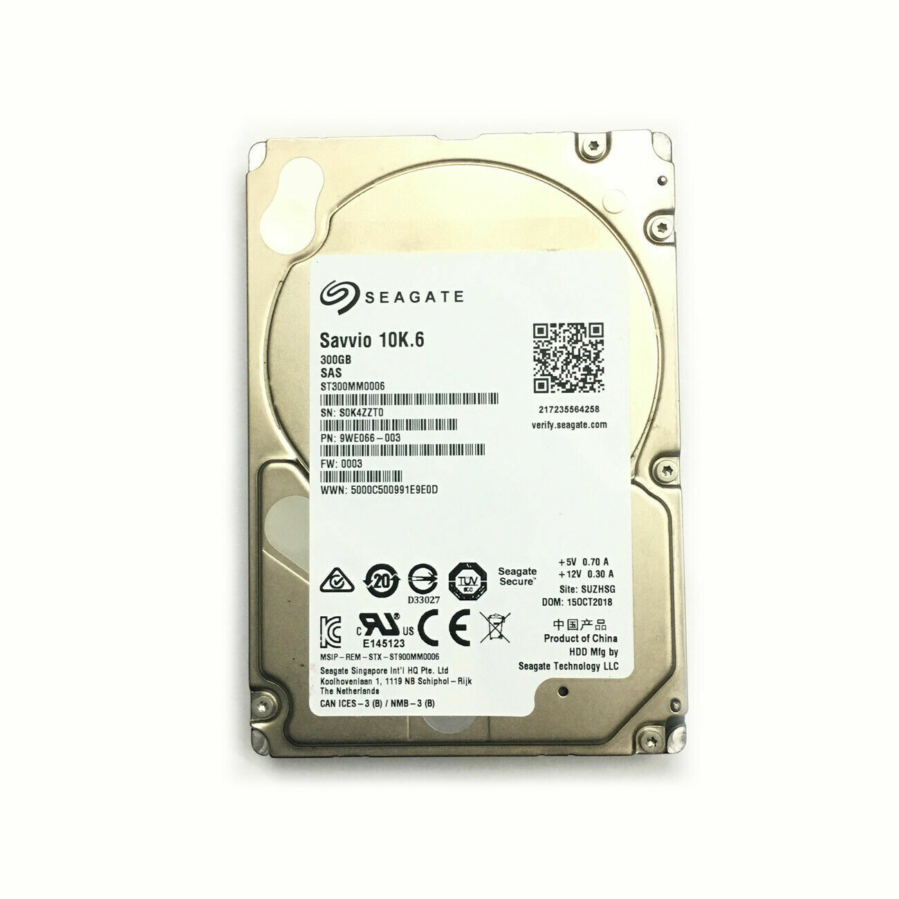 Seagate Savvio 300 GB,Internal,10000 RPM,SAS,2.5 inch ST300MM0006 Hard Drive