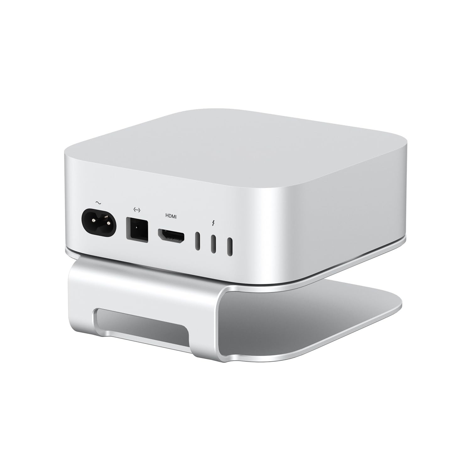 Qwiizlab Aluminum Stand for 2024 Mac mini M4/M4 Pro, Convenient Acess Silver