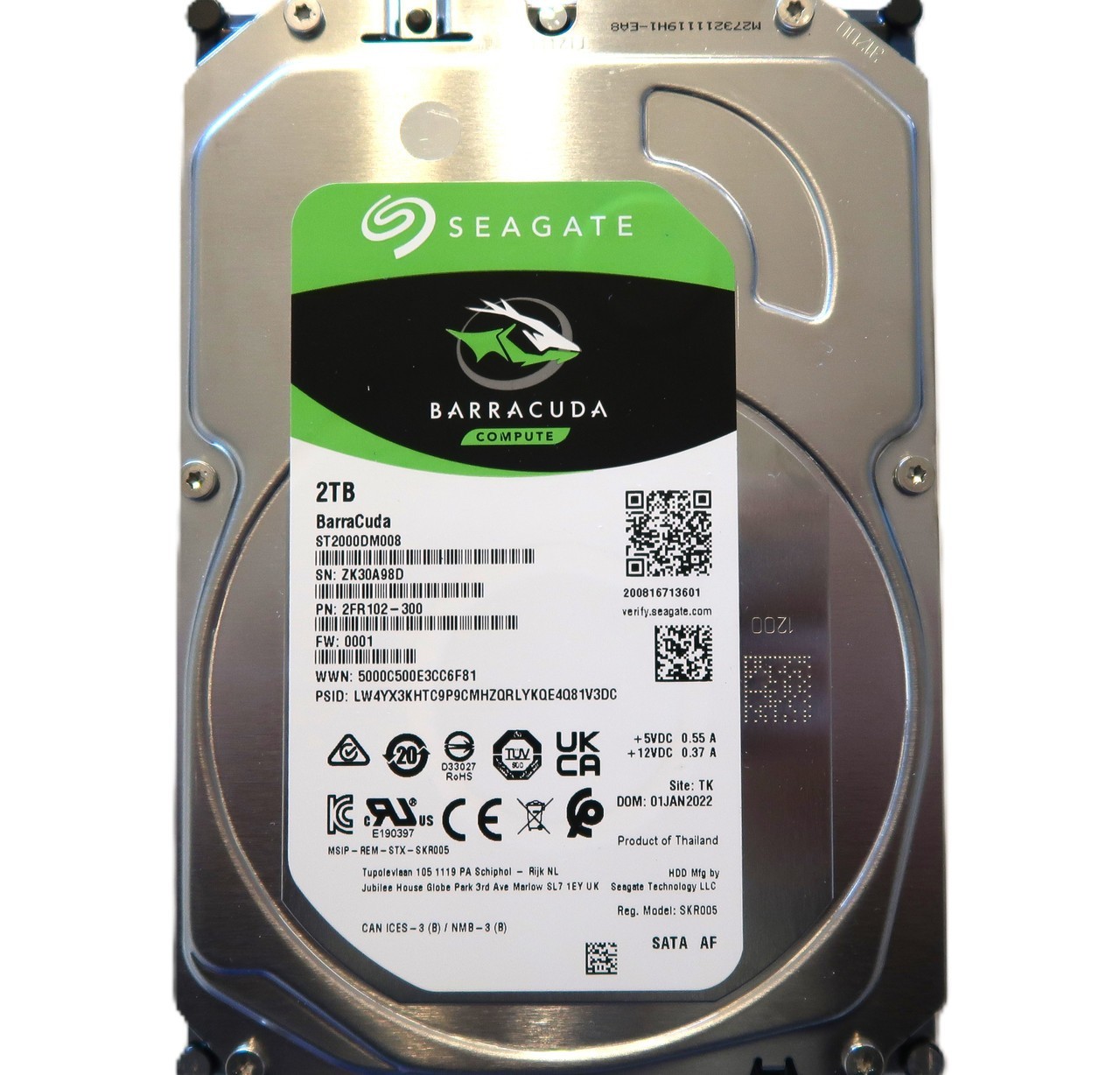 ST2000DM008 PN: 2FR102-300 FW:0001 (ZK3) TK Thailand 3.5" 2000gb Sata JAN.2022