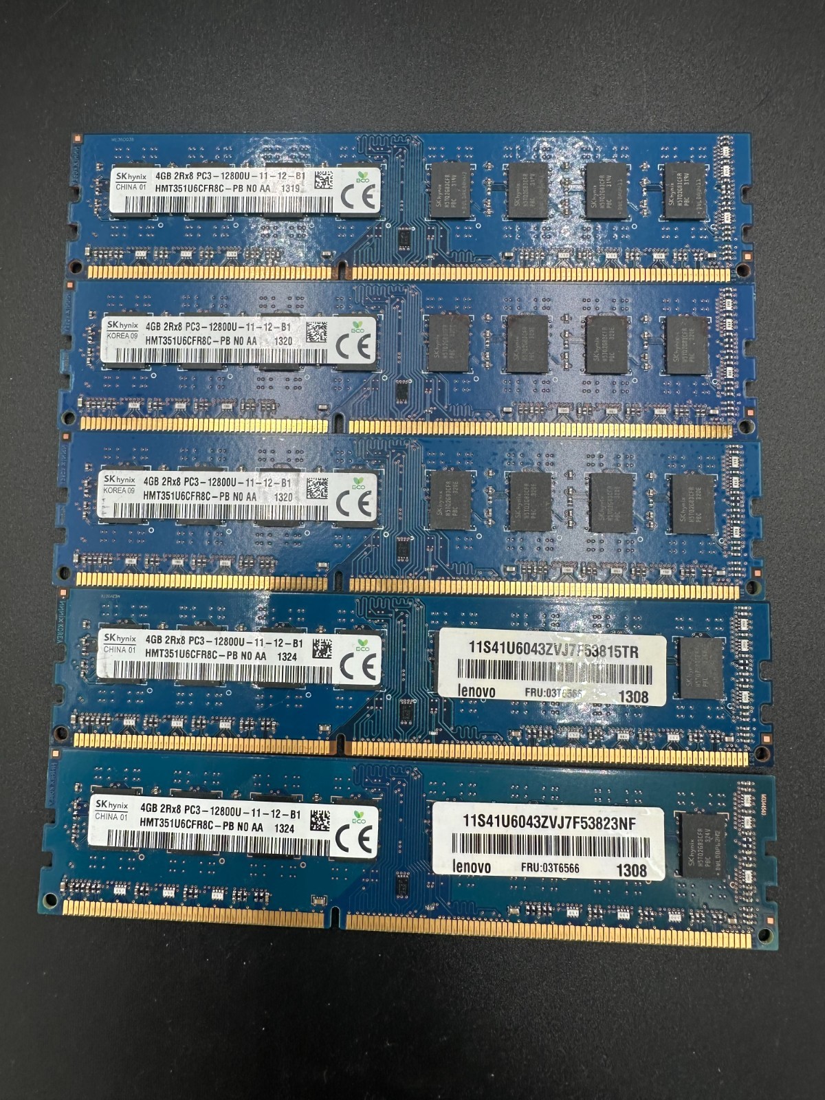 20 GB (5x4GB) SK Hynix DDR3 PC3-12800U HMT35UCFR8C-PB - Desktop RAM - Test