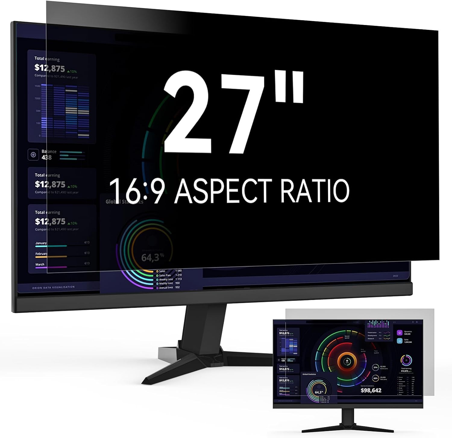 27 Inch Privacy Screen for Computer Monitor 16:9 Aspect Ratio | Anti Spy Protect