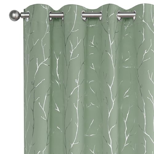 Black Out Curtains 95 Inch Long 2 Panels, 52"W x 95"L (Pack of 2) Sage Green