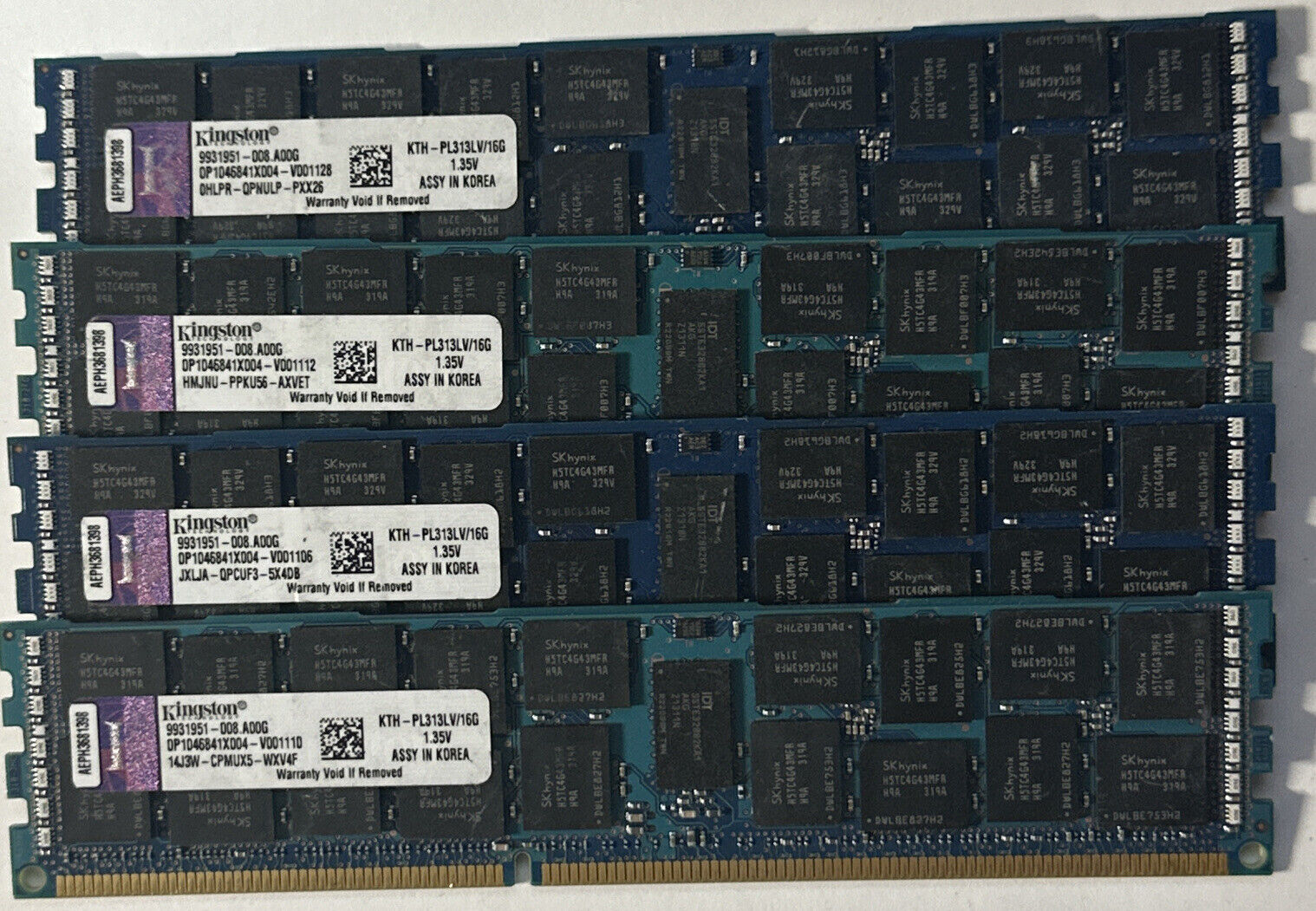 64GB Kingston 4 x 16GB 2Rx4 PC3L-10600R ECC Reg Server Memory KTH-PL313LV/16G
