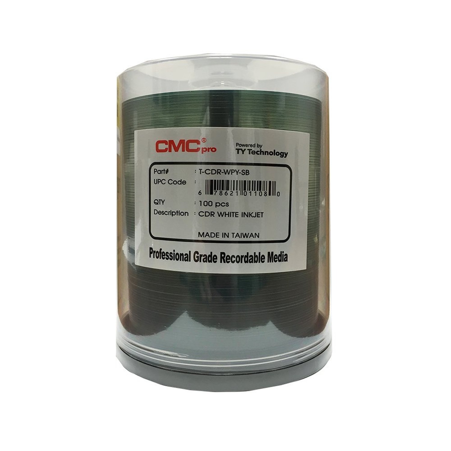 CMC Pro - Powered by TY Technology 80 Minute/700mb White inkjet CD-R in Cake ...