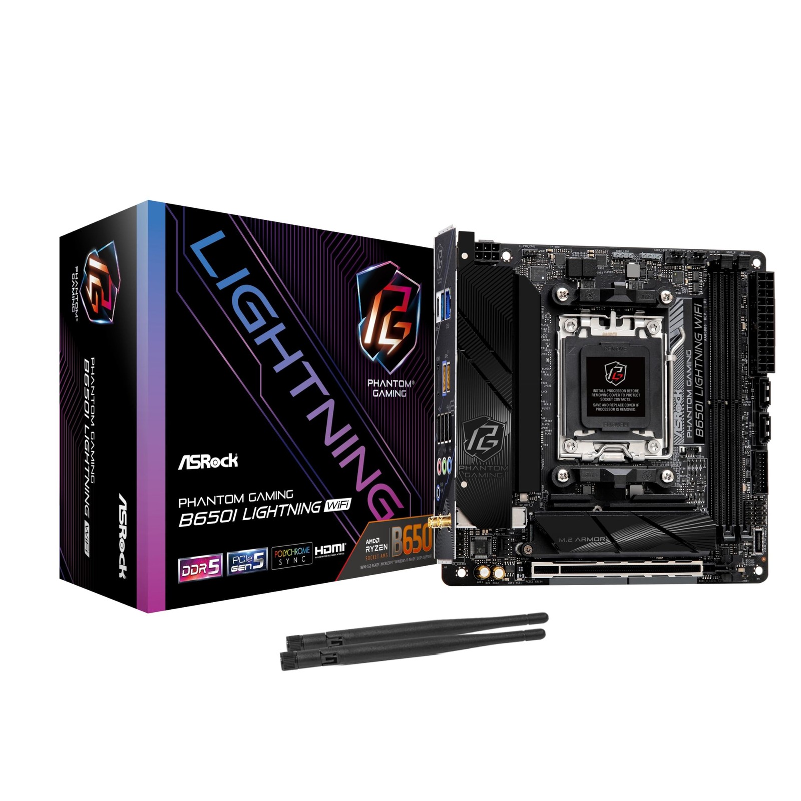 ASRock B650I Lightning WiFi AMD AM5 Mini-ITX Motherboard, Supports AMD Ryzen ...