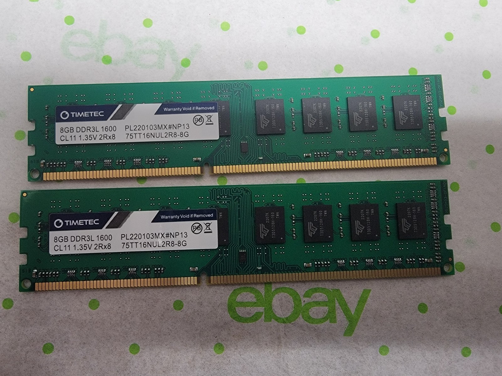 Timetec 16GB (2x8GB) DDR3L-1600 PC3L-12800 Desktop RAM 75TT16NUL2R8-8G