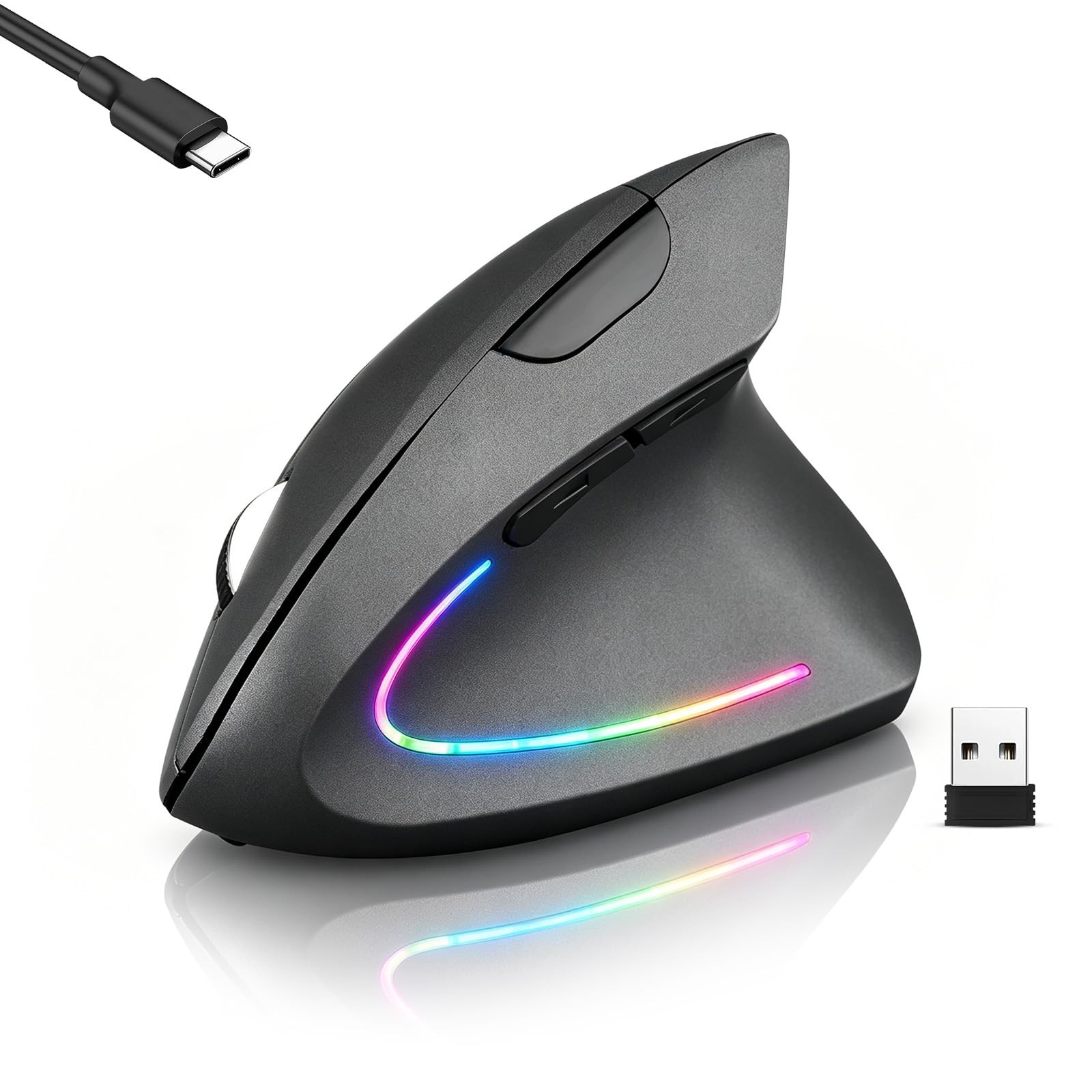 Ratón ergonómico inalámbrico vertical para portátil y PC de escritorio