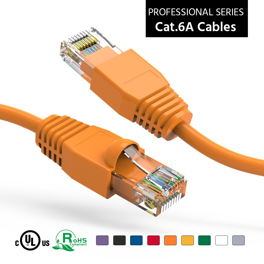 10 Pack of 75Ft CAT6A UTP Ethernet Network Booted Cable 35-100 Feet Orange