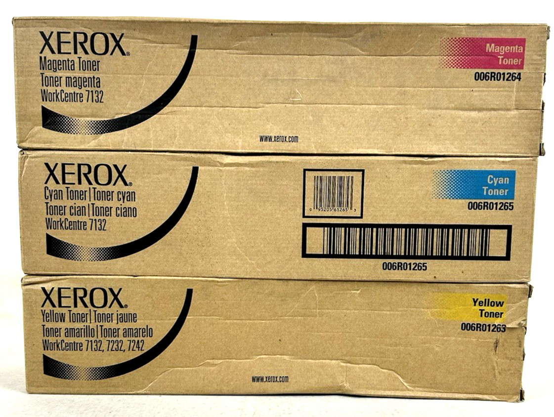 3 Xerox WorkCentre 7132 7232 7242 Cyan Yellow Magenta Toners 006R01264 006R01265