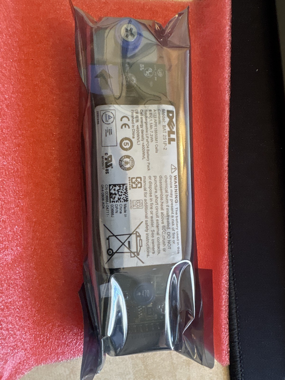 dell D668J BAT 2S1P-2 6.6v 7.3wh battery for server