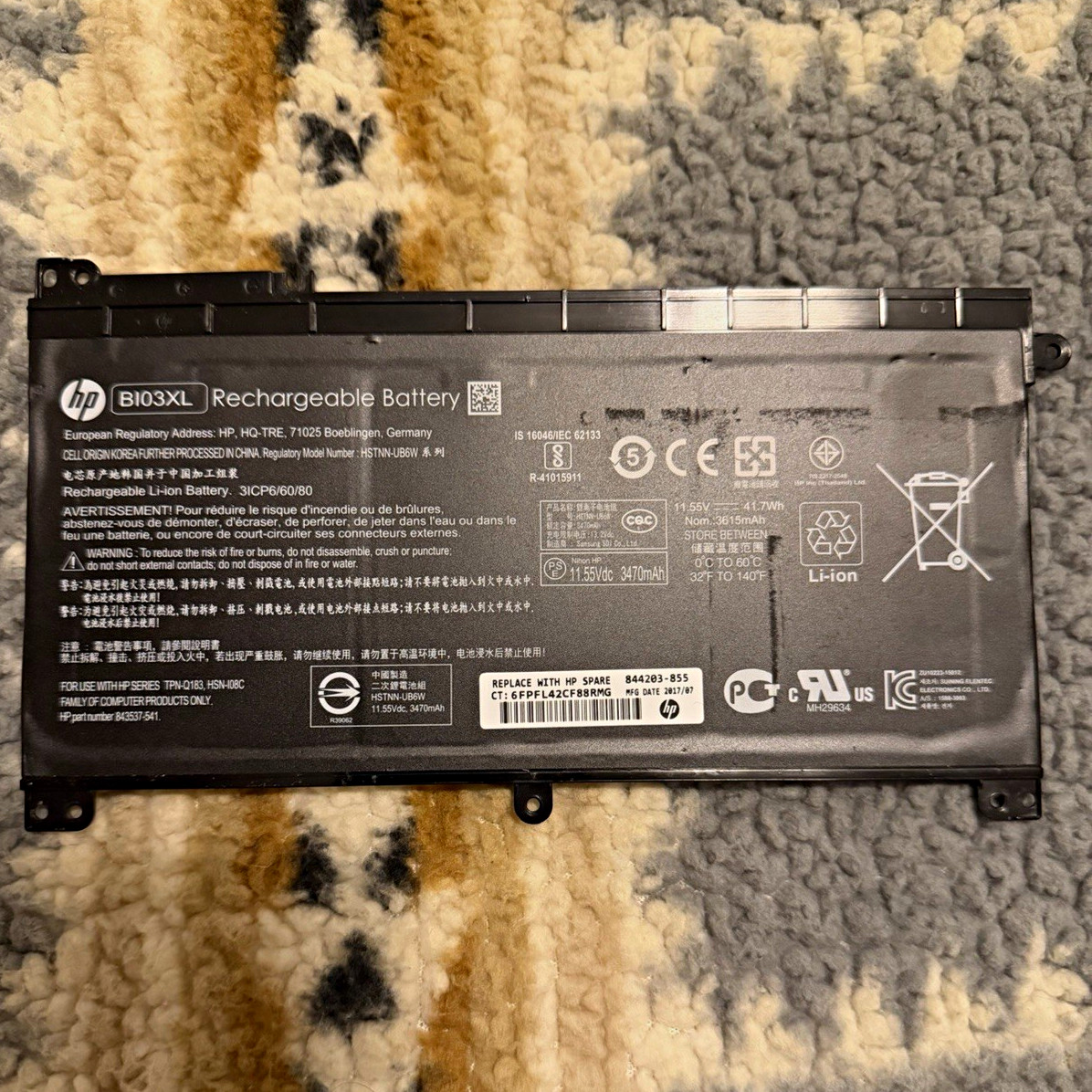 Genuine HP BI03XL Laptop Battery 844203-855 HSTNN-UB6W 11.55V 41.77Wh OEM