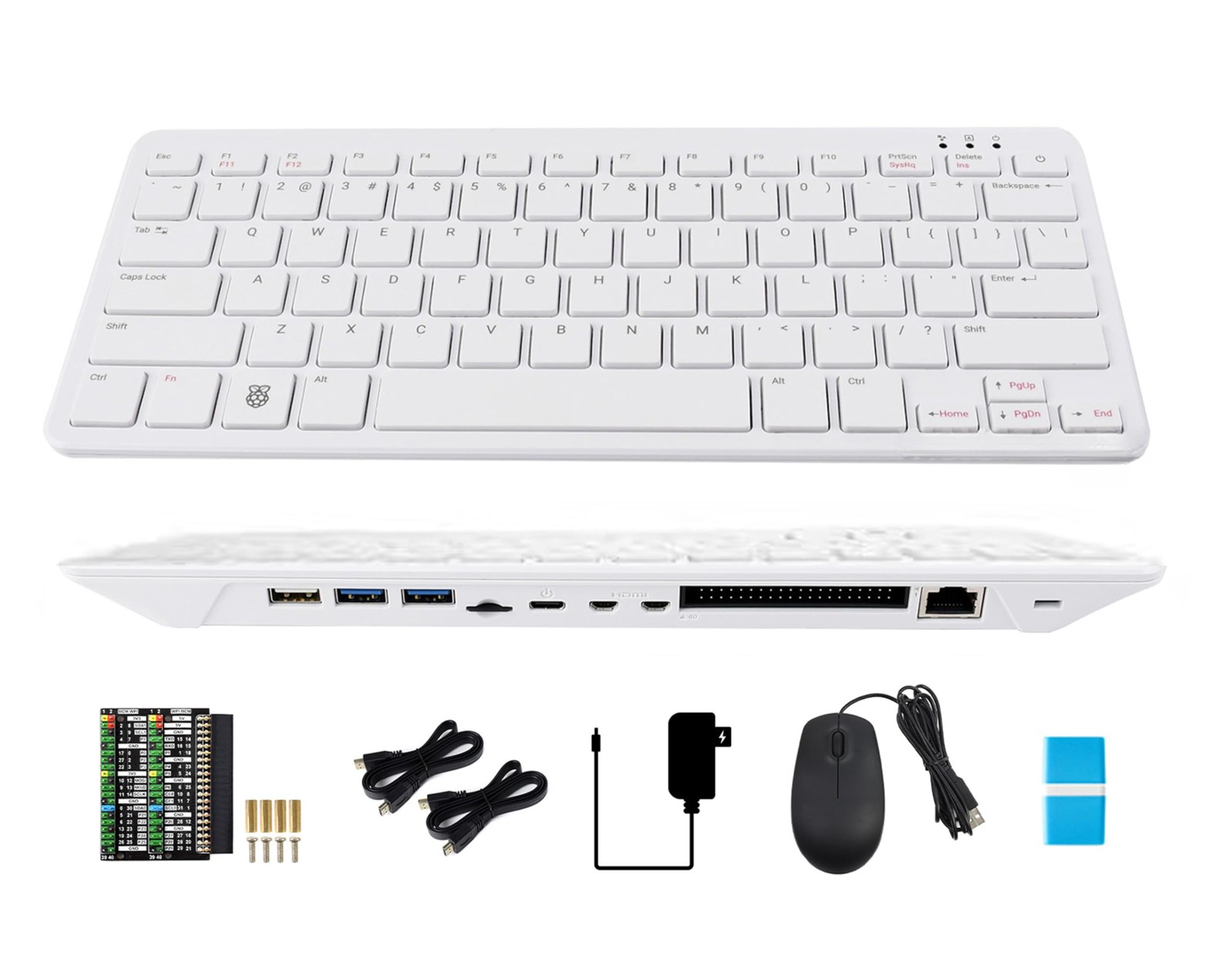 Pi 500 Portable Keyboard Computer Compatible with 286 x 122 x 23 mm, White