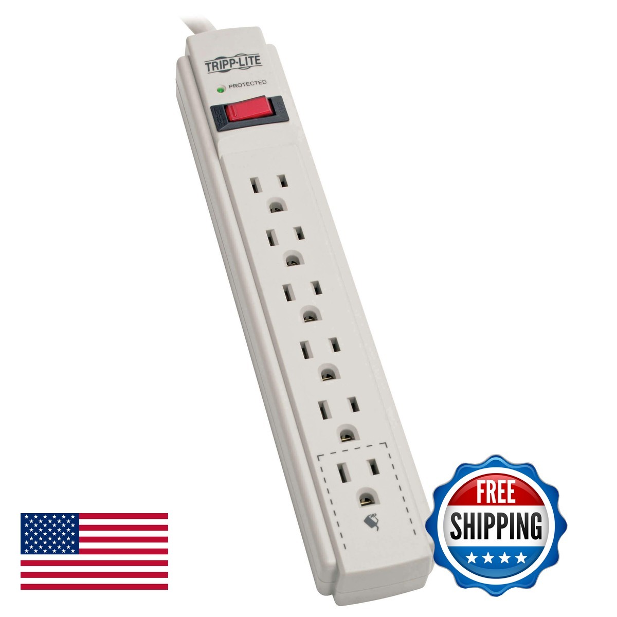 Tripp Lite Surge Protector Power Strip 120V 6 Outlet 8' Cord 990 Joule Gray