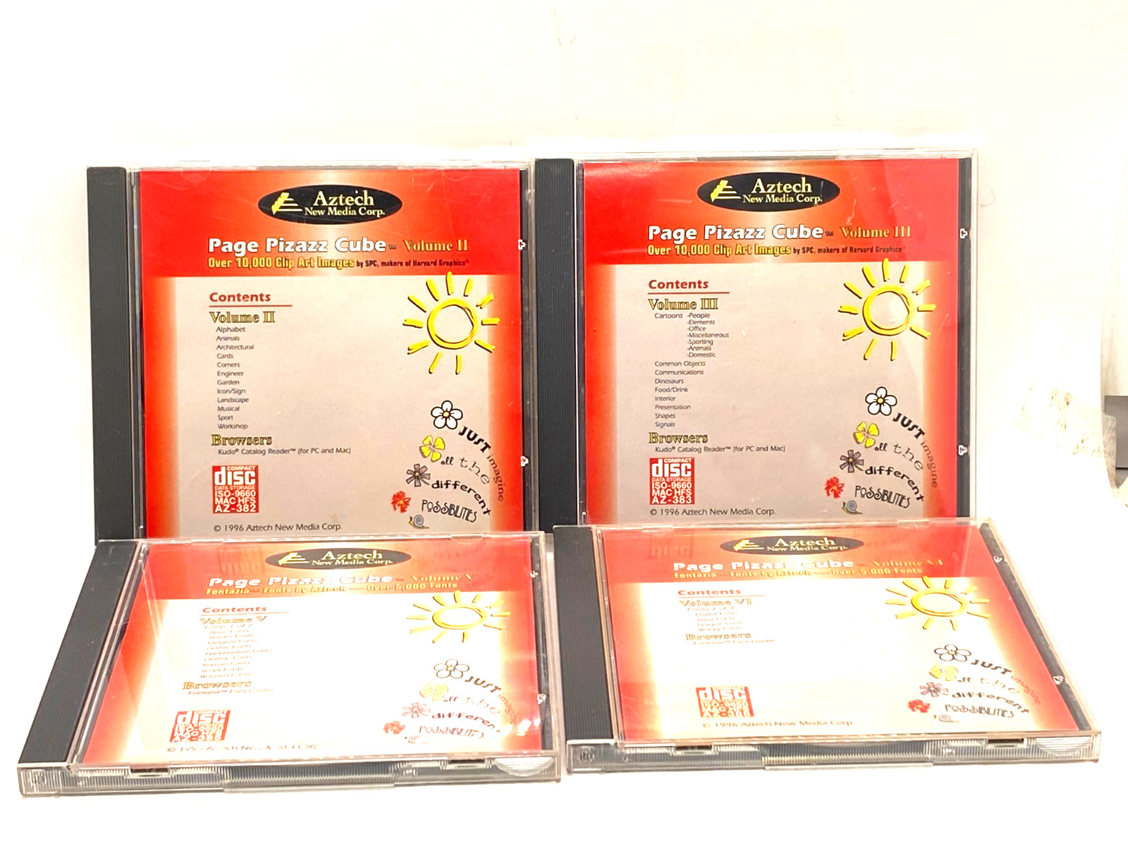 Page Pizazz Cube  Aztech Media-Windows Software Program CD-Rom Volumes 2, 3,5. 6