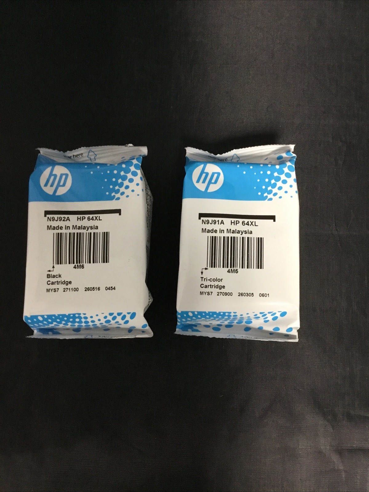 Authentic HP 64 XL BLACK & 64 XL Tri-Color Ink Cartridges (Expires 01-2028)