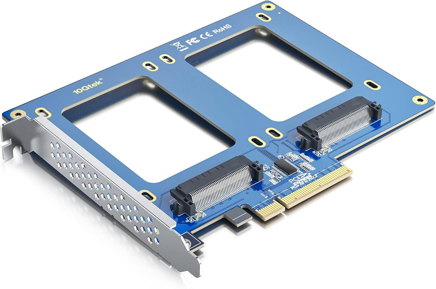 10GTEK Pcie 3.0 X8 to Dual U.2 Nvme SSD Adapter Card, SFF-8639 Interface with Fu