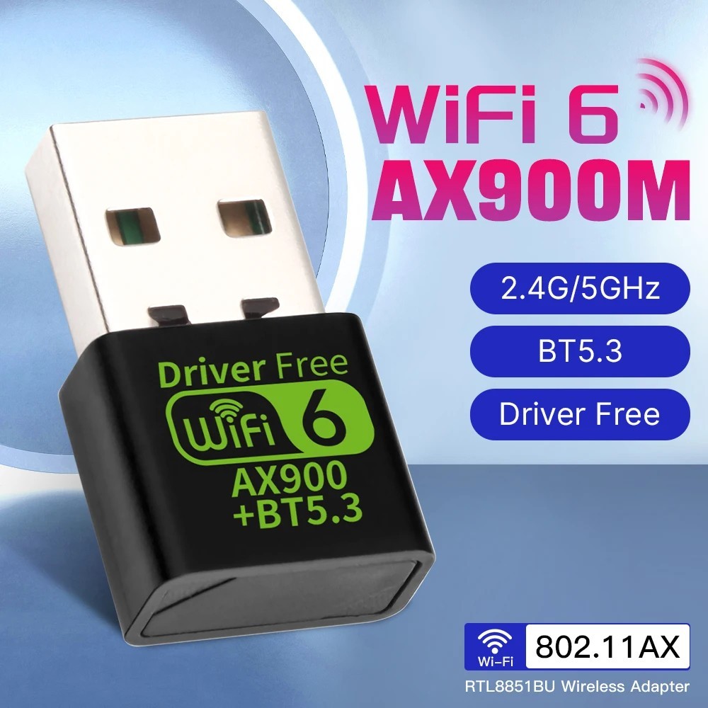 Wifi 6 AX900M 802.11AX + Bluetooth Mini USB Dongle Dual Band for PC Win 10/11