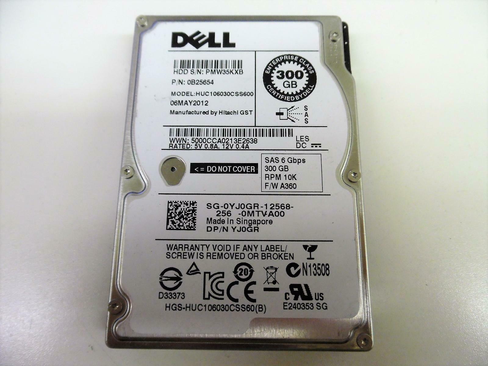 YJ0GR Dell 0YJ0GR 300GB 10K RPM SAS 2.5" Hard Drive