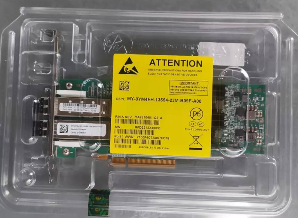 Original QLogic QLE2772-DELL 540-BDHM 06P9HC 32Gb Dual Port HBA Fiber Optic Card