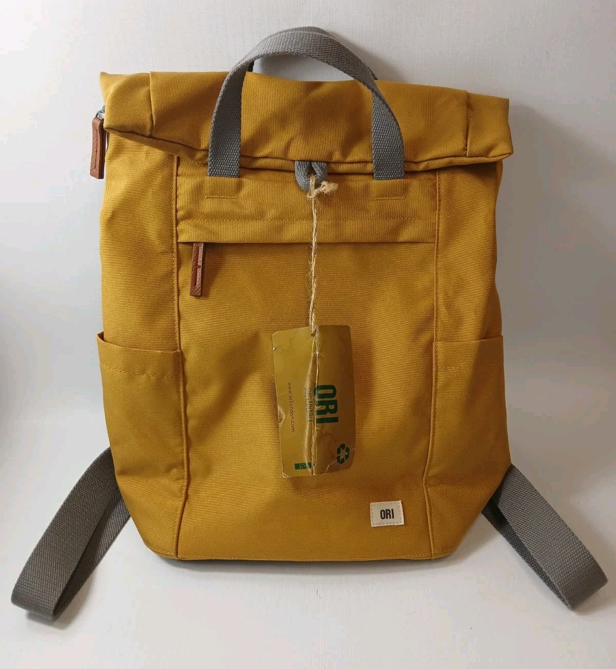 NWT ORI LONDON Travel Backpack Canfield Yellow Corn Nylon Rolltop Backpack
