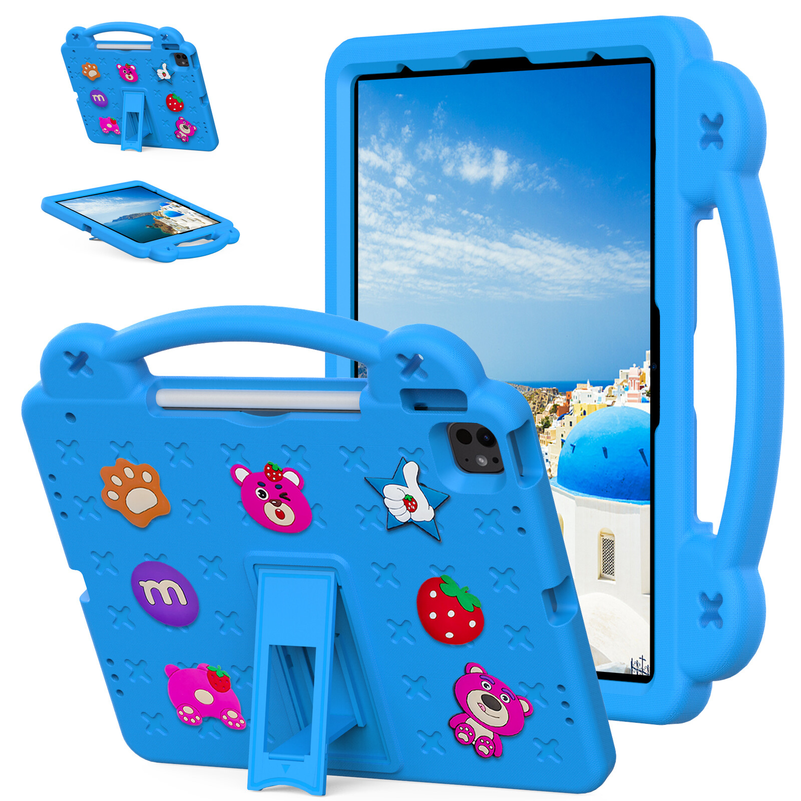 For iPad Pro 13/11/Air 13/11 2024 EVA Kids Case Handle Shockproof Stand Cover