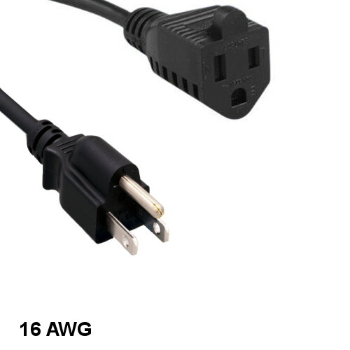 [Lot10] 6Ft Black Outlet Saver Power Extension Cord NEMA 5-15P/15R 16AWG 13A/125