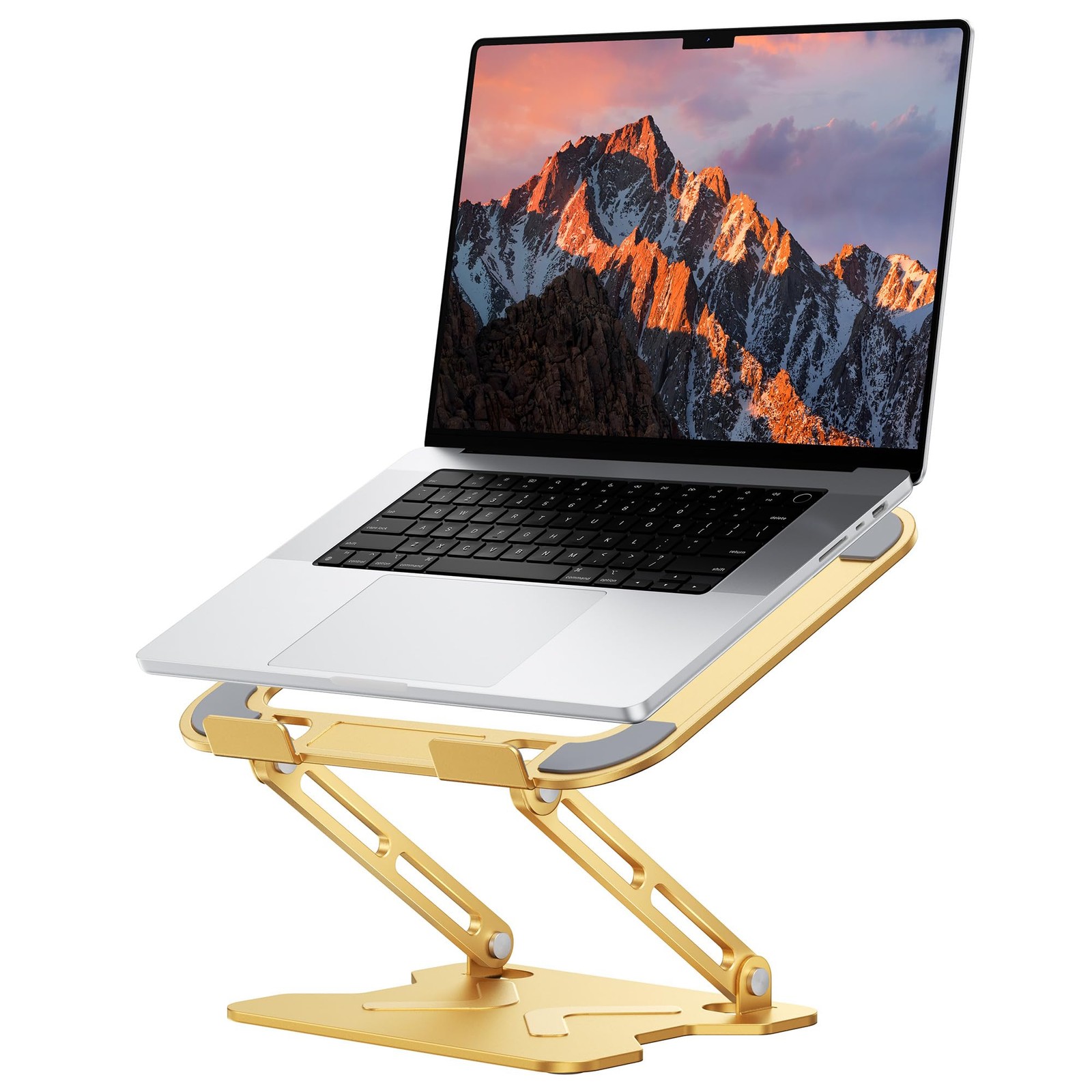 Gold Adjustable Laptop Stand Desk Metal Foldable Riser Mount 1016 Inch PC