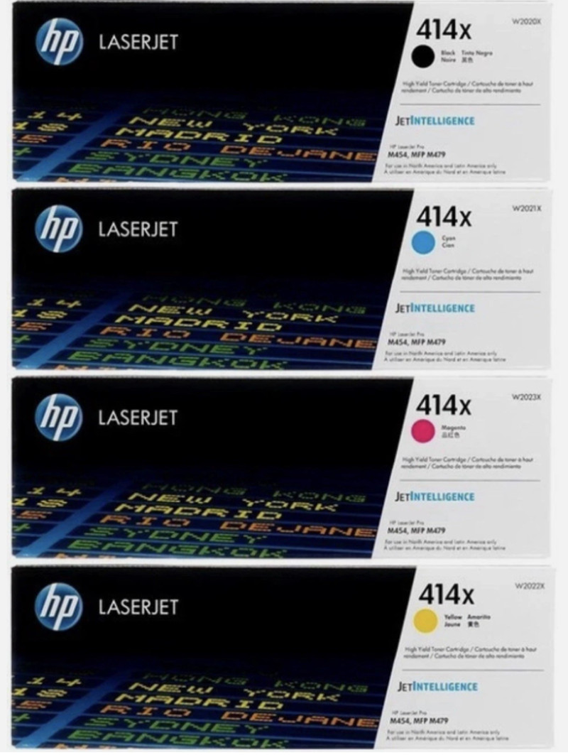 HP 414X High Yield Toner Set 4-Pack (W2020X–W2023X) Genuine Sealed