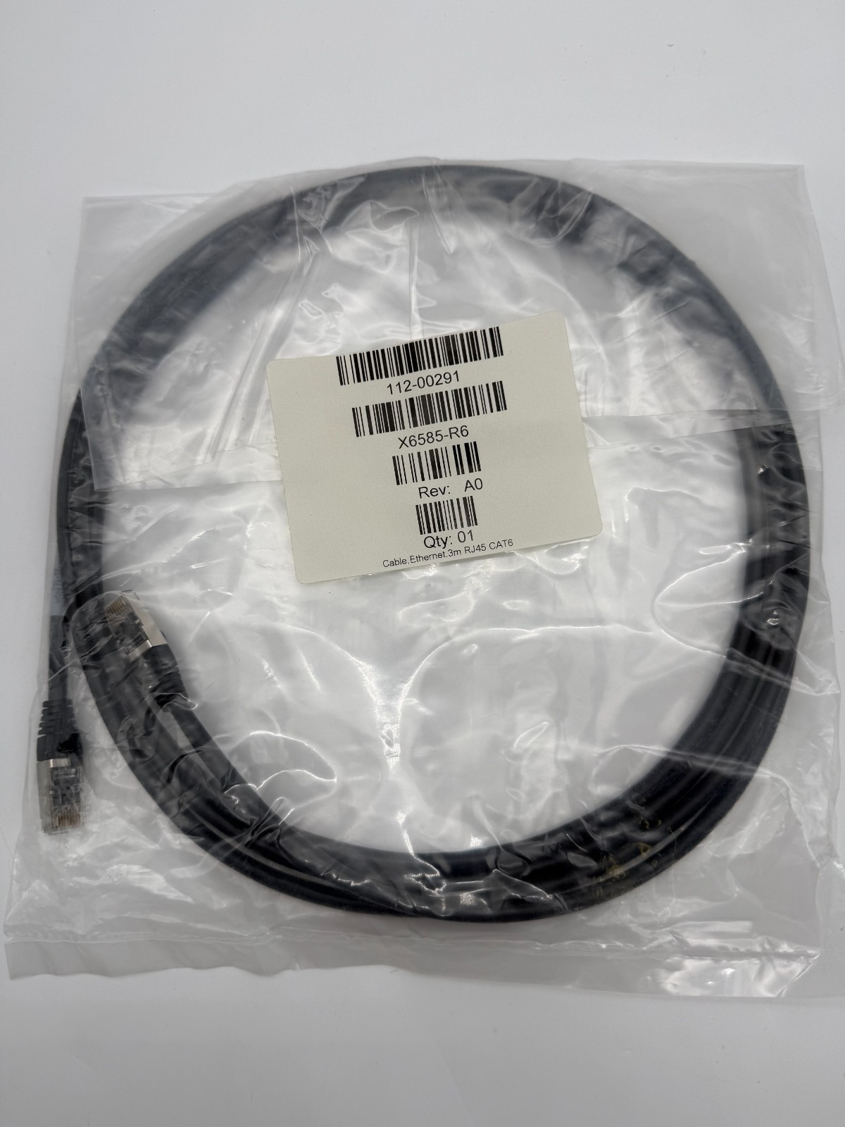 NetApp Ethernet Patch Cable Cat 6 3m Black RJ-45 Male 112-00291 X6585-R6 Qty 2