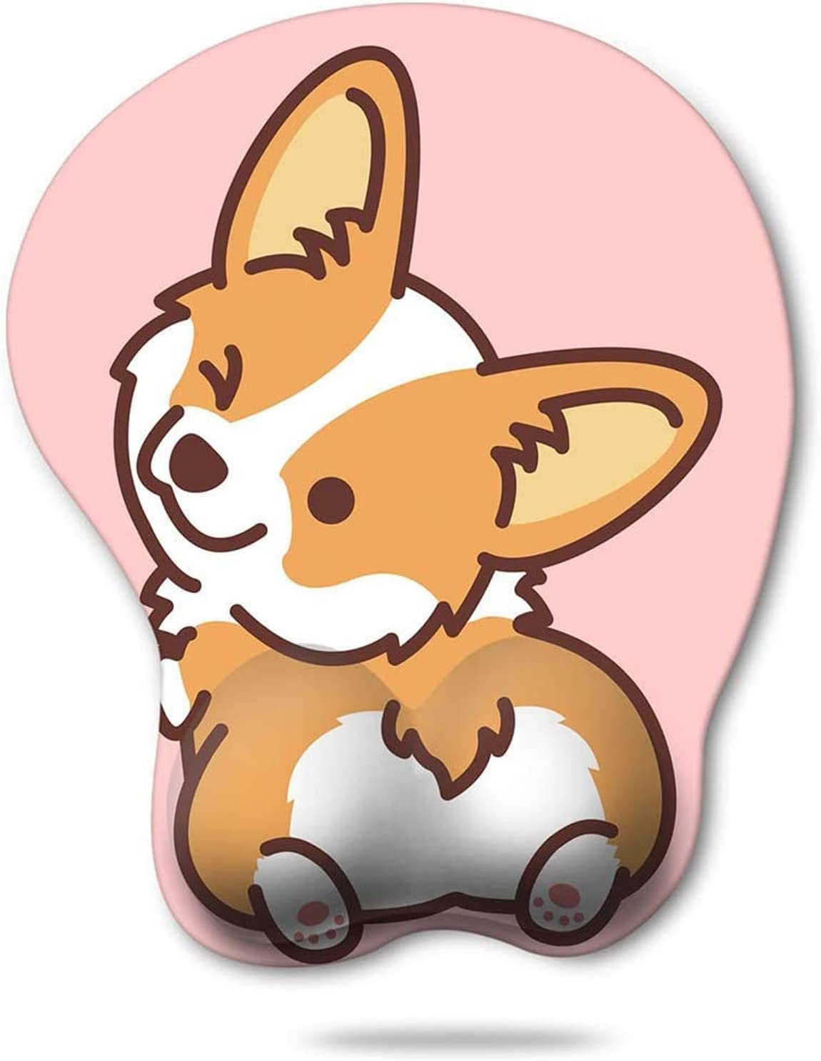 Pink Corgi Gel Mouse Pad with Wrist Rest, Cute Mousepad