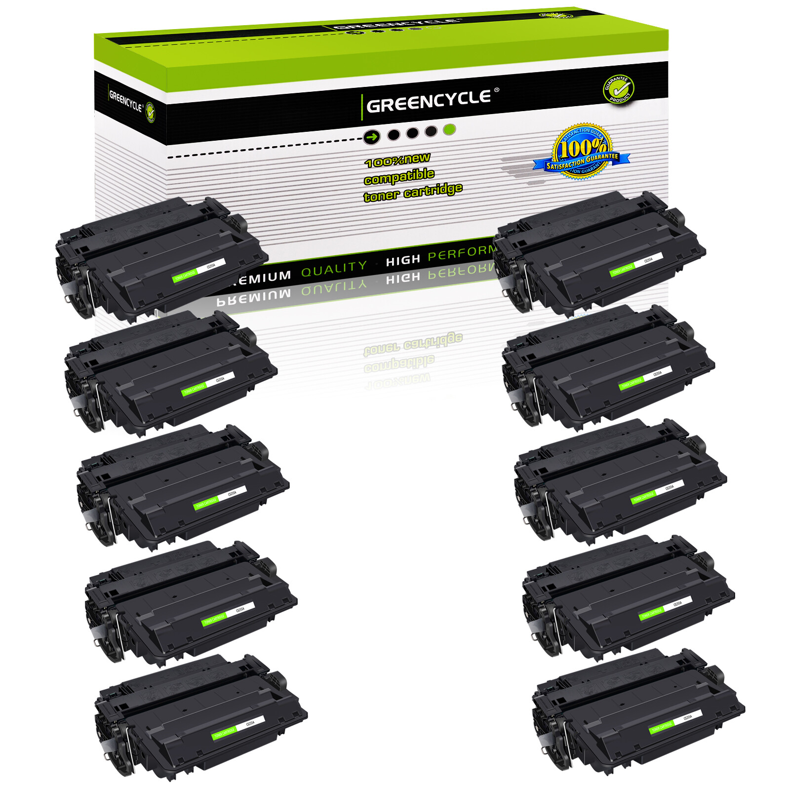 10 PK 55A CE255A Toner Cartridge Compatible with HP LaserJet P3010 P3015 P3015dn