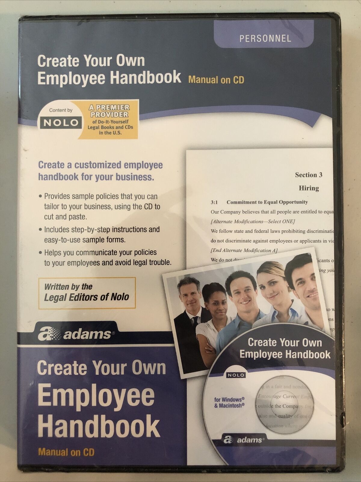 NEW SEALED Adams Create Your Own Employee Handbook For Windows PC Or Mac