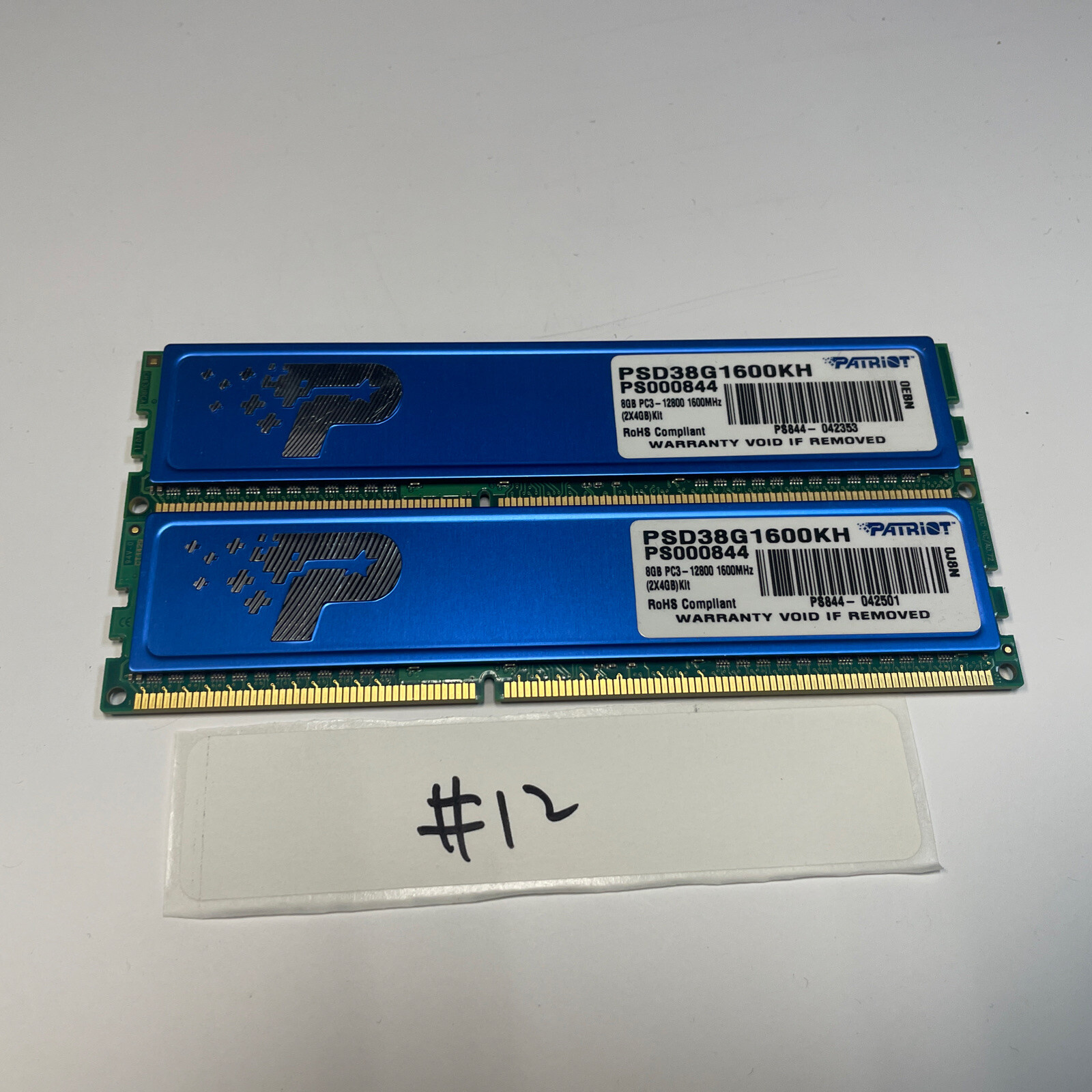 8GB=2x 4GB Patriot Single Stick of 4GB PSD38G1600KH PC3-12800 DDR3-1600MHz RAM