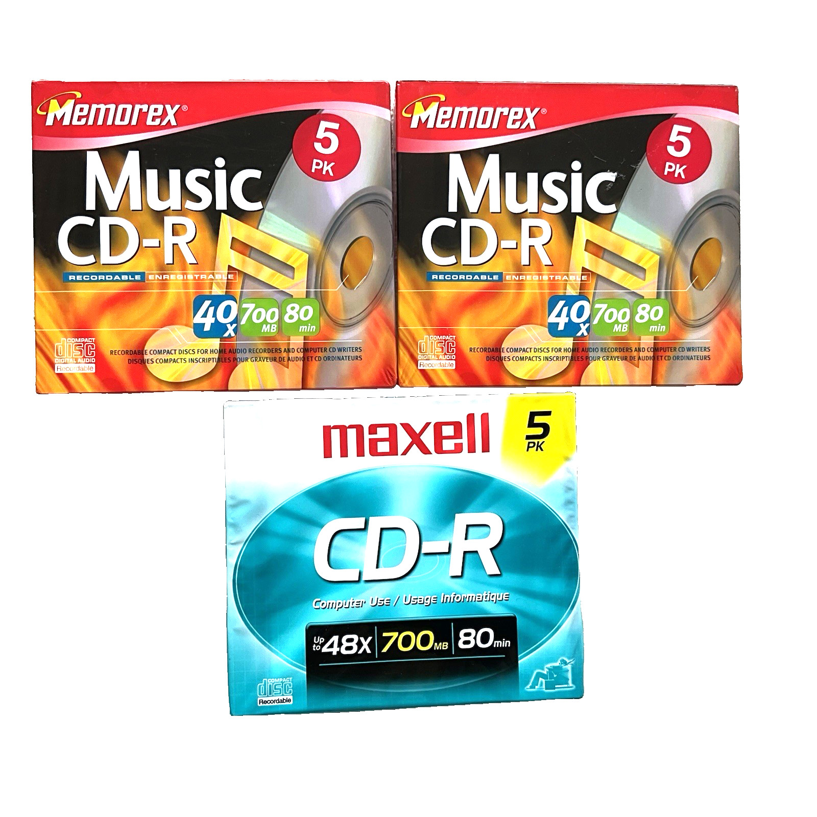 Three 5 Packs of Memorex & Maxell CD-R Audio Recording Media NEW SEALED