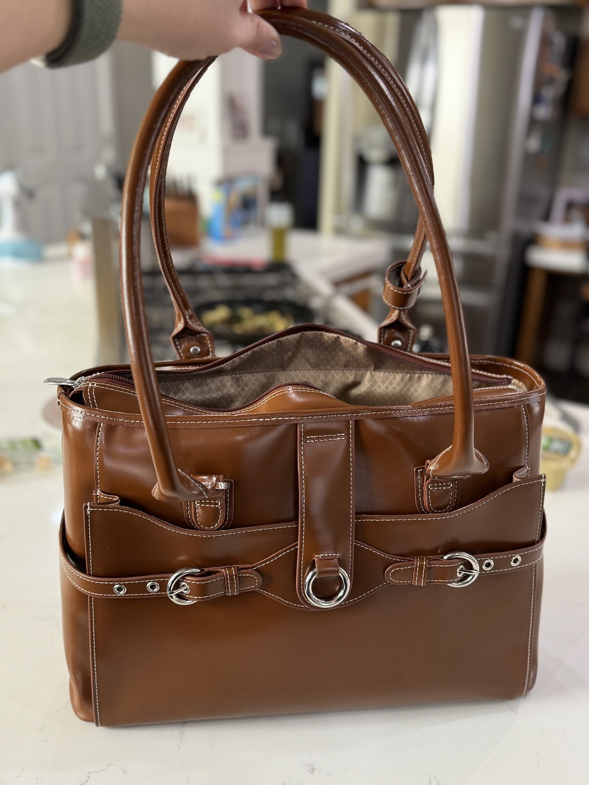 McKlein USA Willow Springs 15.6" Leather Ladies Laptop Briefcase Brown Leather