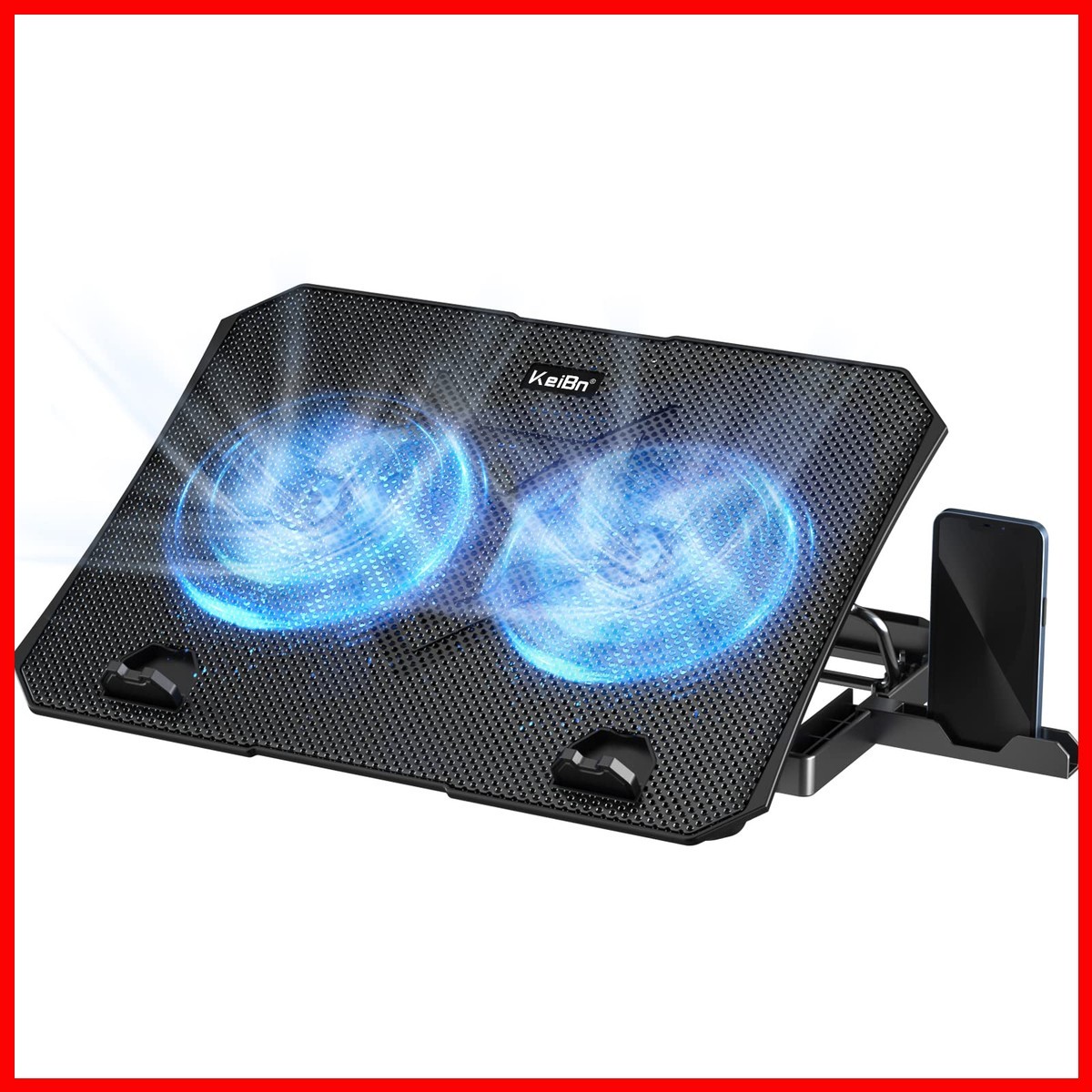 KeiBn Cooling Pad 2 Fans 10-15.6" Laptops 5 Height Stands 2 USB Ports S039