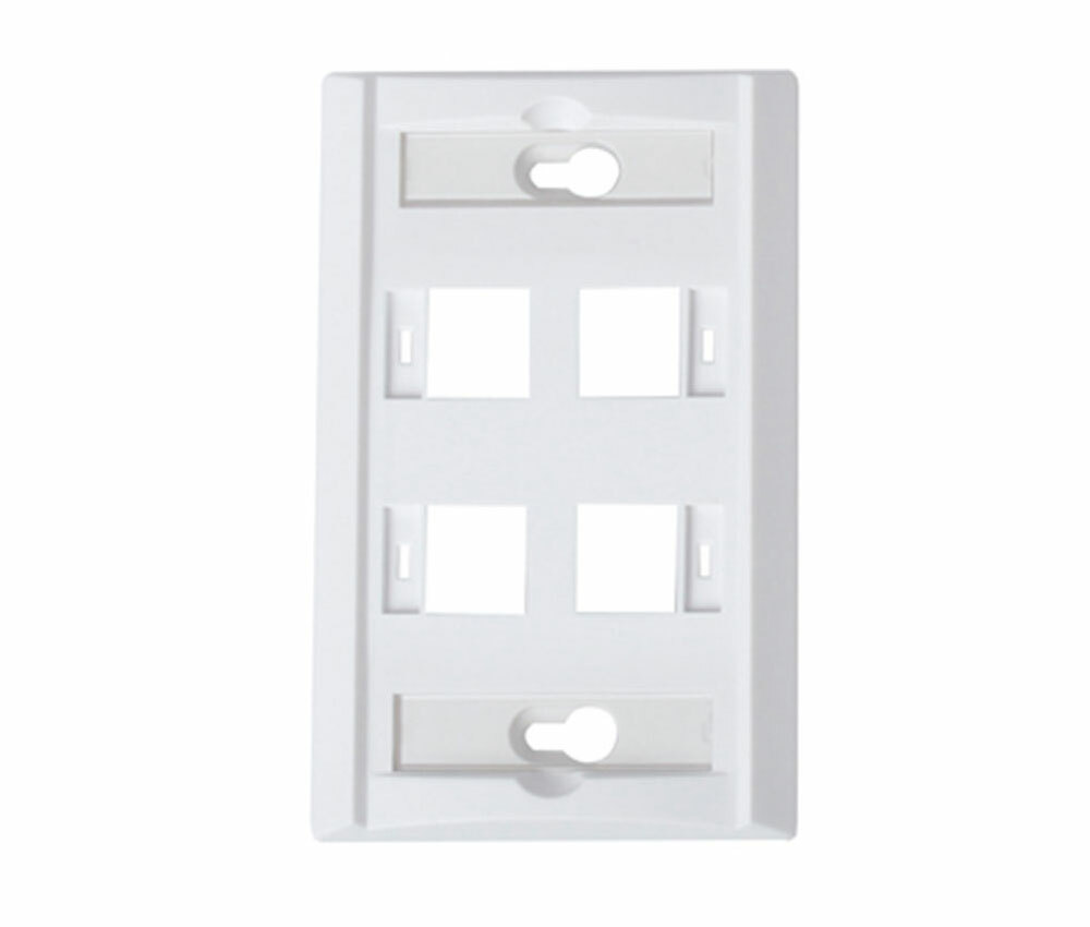 Wall Plate 4 Port Keystone with ID White - PLATE-ID-4-WH Pack Of 10