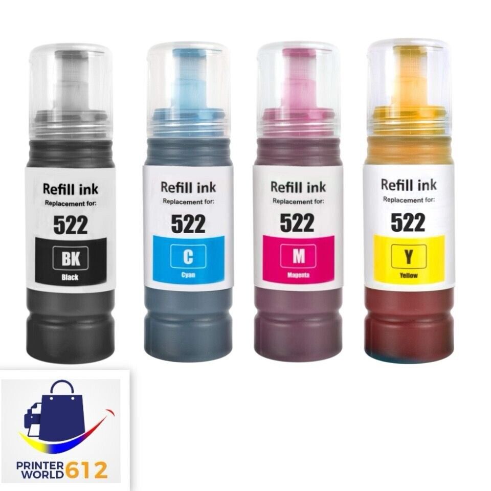 PRINTERWORLD Compatible Epson 522 Ink Bottle 4 Pack for ET-4800