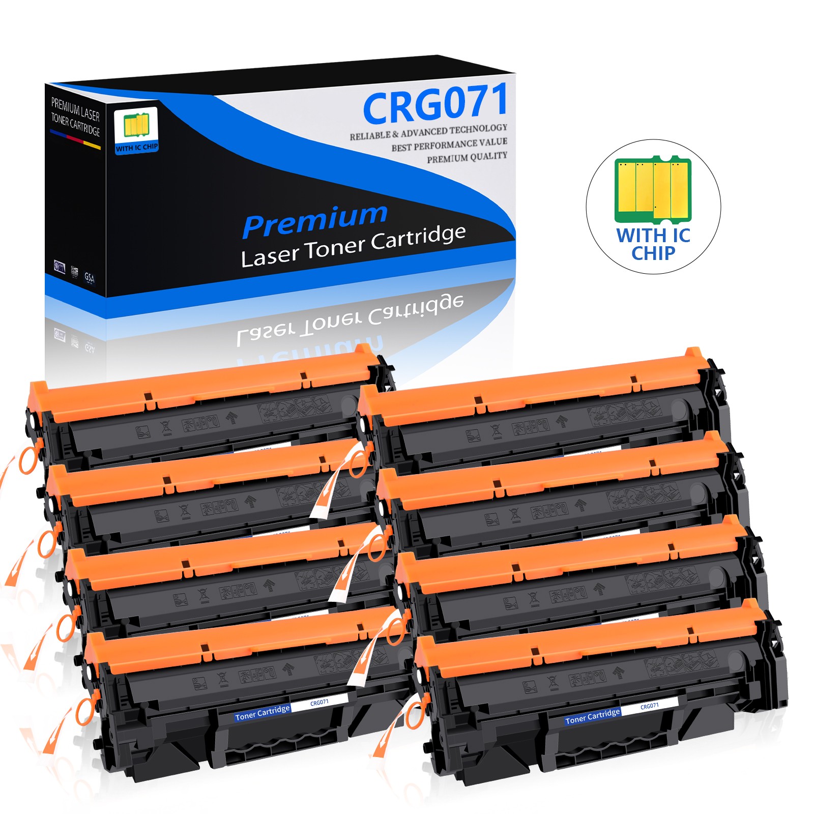 8PK Canon 071 Toner Cartridge Compatible for ImageCLASS MF272dw LBP122dw Black