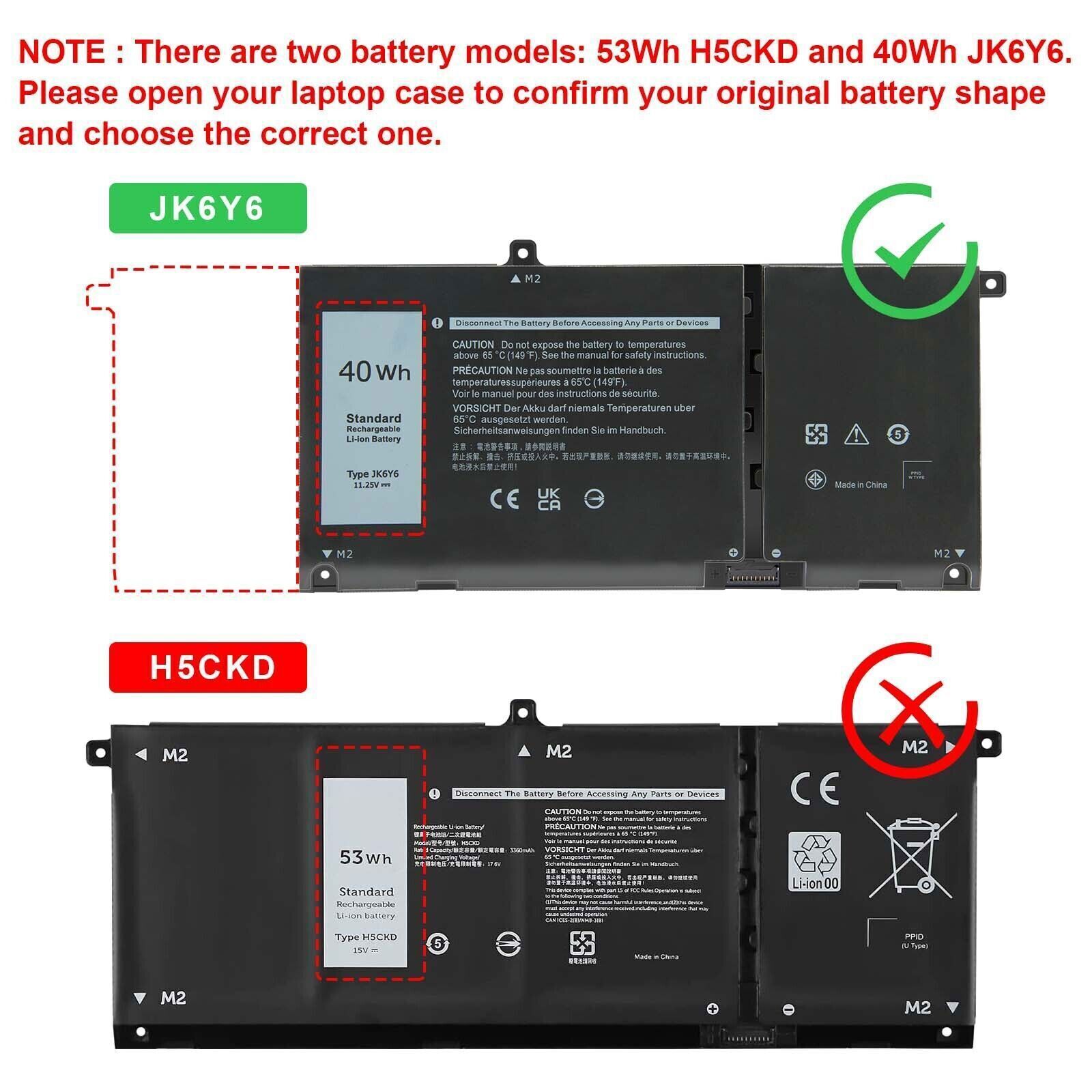  JK6Y6 H5CKD TXD03 Battery For Dell Latitude 3410 3510 Inspiron 5300 5408 5508 