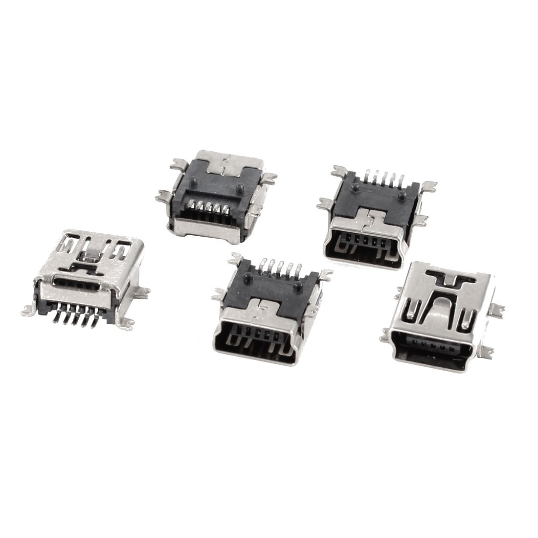 5pcs 5 Pin Micro USB Female Socket Plug Type B Female Port  Connector 180 Degree