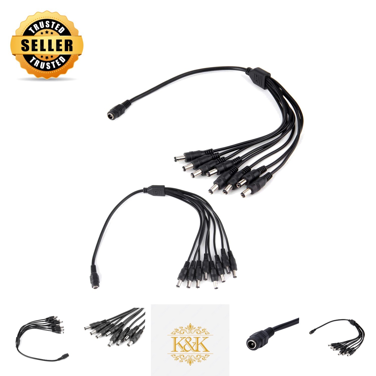 Reliable 2-Pack DC Y Adapter - Power 8 Security Cameras with One Connection