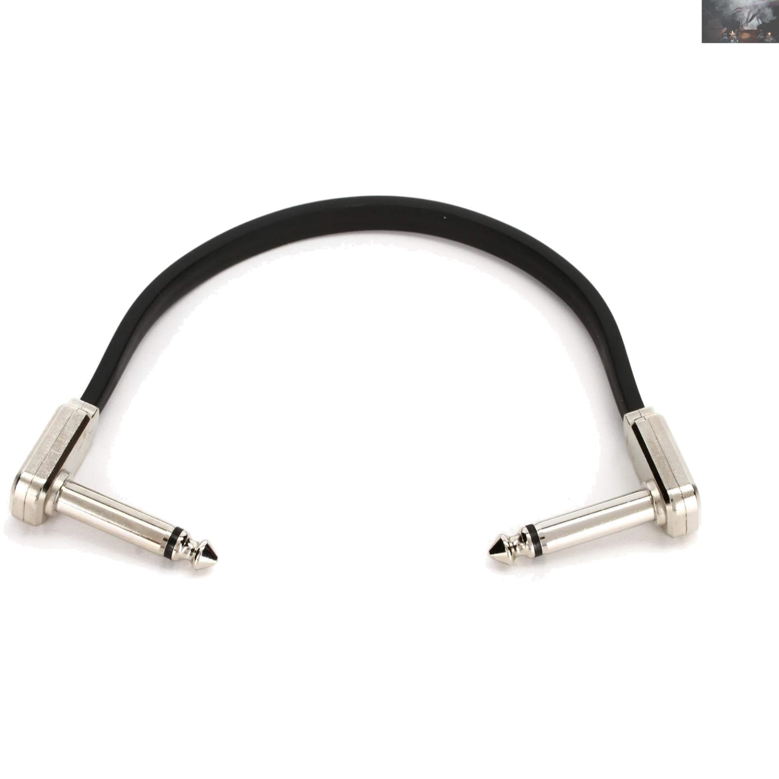 Black 6-Inch Audio Patch Cable with Flat Design & Strain Relief
