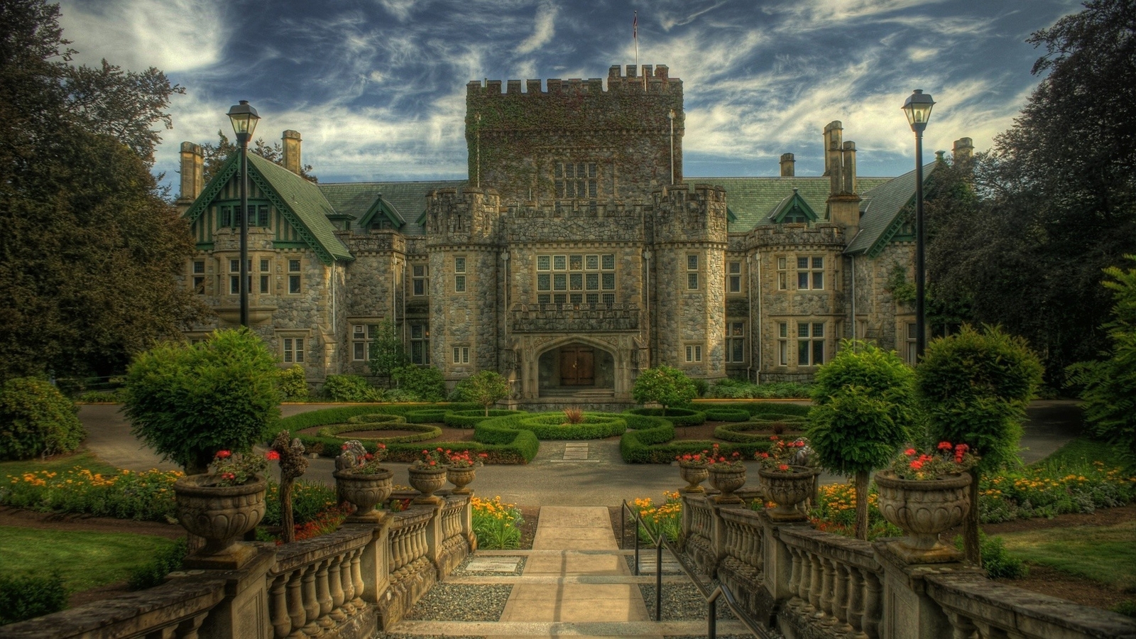 Landscape architecture castle trees canada r park clouds Custom Gaming Mat Desk