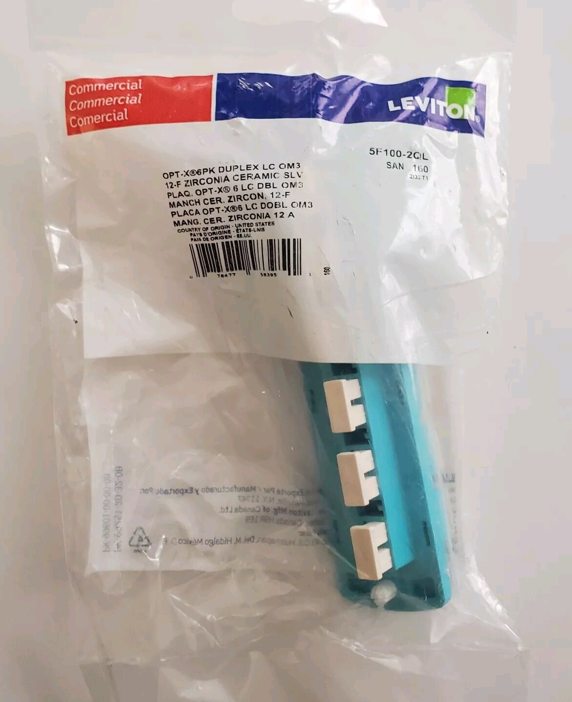 Lot Of 2 New 5F100-2QL Leviton Opt-X 50/125um Multimode OM3/4, Duplex LC Panels