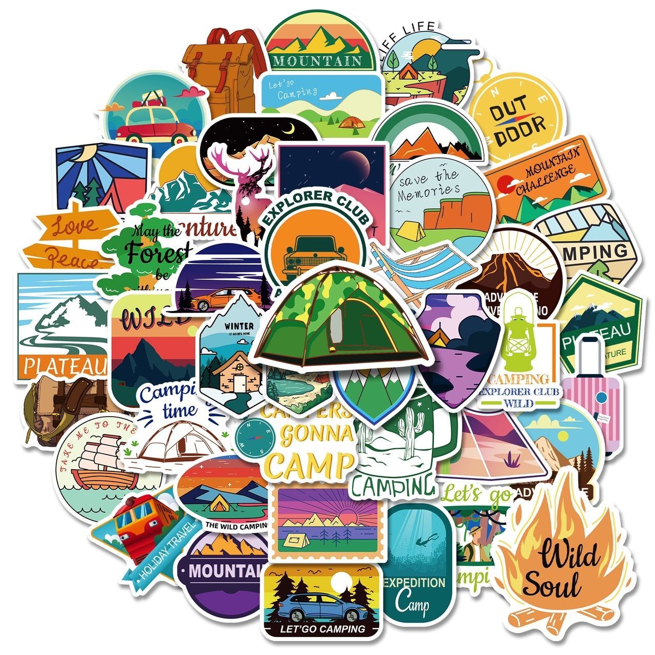 50 PCS Stikers Phone Stiker Guita Stiker Laptop Stiker-OUT DOOR
